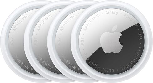 Apple AirTag (الجيل الثاني) - 4 عبوات: جهاز تتبع لسلسلة المفاتيح والمحفظة والمزيد؛ محدد مع الصوت. إعداد بسيط بنقرة واحدة مع iPhone أو iPad؛ أداة البحث عن المفاتيح مع نطاق العثور على الدقة يصل إلى 1.5X* in Kuwait