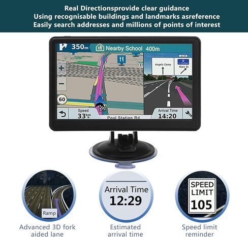 جهاز ملاح GPS مقاس 7 بوصات لشاحنة السيارة RV، أحدث تحديث للخريطة لعام 2026، وملاحة صوتية ذكية، وتنبيهات حدود السرعة، وتخطيط الطريق المخصص، وشاشة لمس عالية الدقة in Kuwait