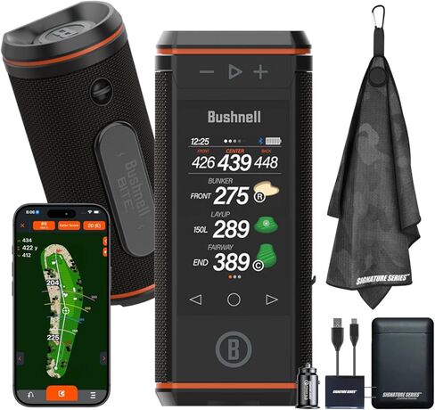 Bushnell Golf Wingman HD GPS Speaker with Color Touchscreen, Audible and Visual Front/Center/Back with Powerful 360 Degree Audio, Hazard Distances. Full Hole View and Signature Series Golf Towel in Saudi Arabia