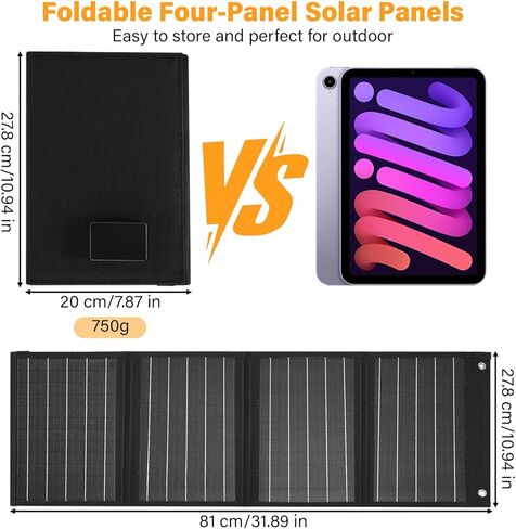 2026Upgrade 40W Foldable Solar Panel Charger,25% High Efficiency Portable N Type Cell,USB-C/USB-A/DC12V MPPT Fast Charging, IP67 Waterproof Lightweight Solar Charger for Outdoor Travel Emergency in Saudi Arabia