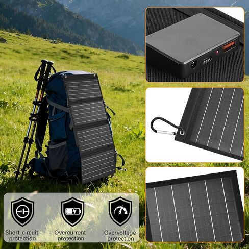 2026Upgrade 40W Foldable Solar Panel Charger,25% High Efficiency Portable N Type Cell,USB-C/USB-A/DC12V MPPT Fast Charging, IP67 Waterproof Lightweight Solar Charger for Outdoor Travel Emergency in Saudi Arabia