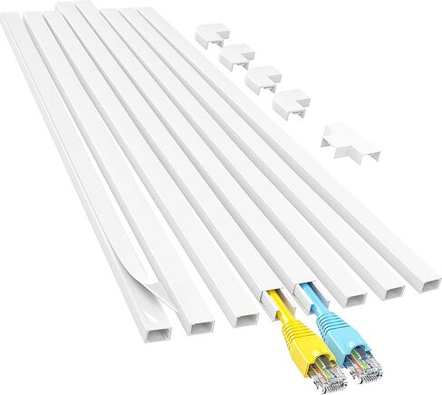 Yecaye Cord Hider, 113in One-Cord Cable Concealer, Cord Covers for Wires on Wall, Easy Install Cable Management Kit for 2 Small Wires, Cables Raceway Home Office, W0.59in H0.4in, White in Kuwait