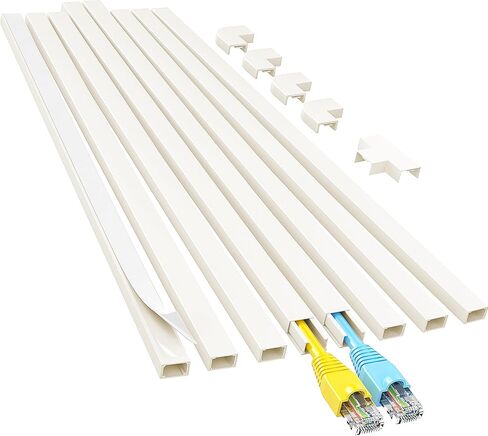 Yecaye Cord Hider, 113in One-Cord Cable Concealer, Cord Covers for Wires on Wall, Easy Install Cable Management Kit for 2 Small Wires, Cables Raceway Home Office, W0.59in H0.4in, White in Saudi Arabia