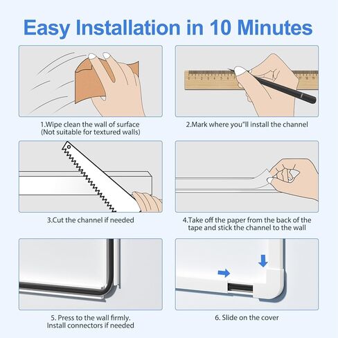 Yecaye Cord Hider, 113in One-Cord Cable Concealer, Cord Covers for Wires on Wall, Easy Install Cable Management Kit for 2 Small Wires, Cables Raceway Home Office, W0.59in H0.4in, White in Saudi Arabia