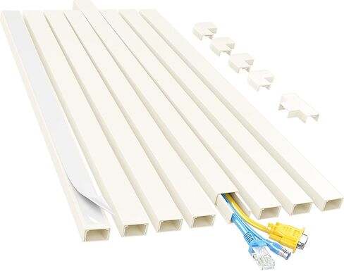 Yecaye Cord Hider, 113in One-Cord Cable Concealer, Cord Covers for Wires on Wall, Easy Install Cable Management Kit for 2 Small Wires, Cables Raceway Home Office, W0.59in H0.4in, White in Saudi Arabia
