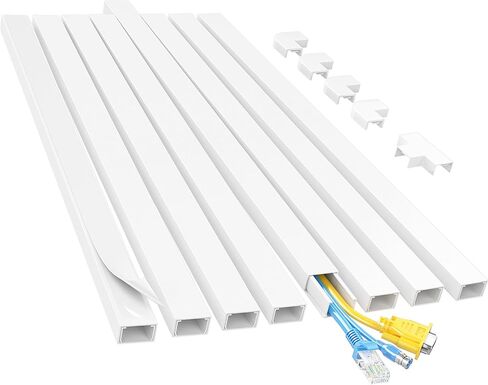 Yecaye Cord Hider, 113in One-Cord Cable Concealer, Cord Covers for Wires on Wall, Easy Install Cable Management Kit for 2 Small Wires, Cables Raceway Home Office, W0.59in H0.4in, White in Saudi Arabia