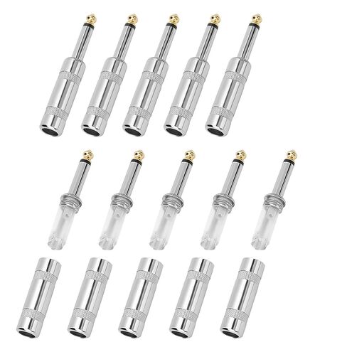 Right Angle 6.35mm 1/4 Inch TS Mono Plug 2 Pack, 90 Degree 1/4" Solder Type DIY Audio Cable Adapter Connector, Metal Housing for Guitar/Speaker/Microphone Audio Cable Repair Replacement in Kuwait