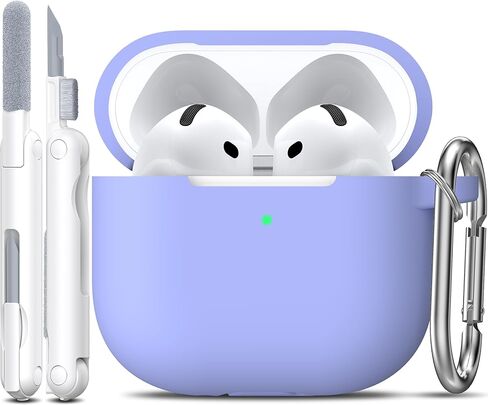 حافظة R-fun لأجهزة AirPods 4 مع مجموعة أدوات تنظيف، غطاء سيليكون ناعم واقٍ بالكامل مع سلسلة مفاتيح لحافظة AirPods 4 Gen للرجال والنساء، متوافقة مع حافظة Apple AirPods الجيل الرابع 2024، أسود in Saudi Arabia
