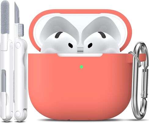 حافظة R-fun لأجهزة AirPods 4 مع مجموعة أدوات تنظيف، غطاء سيليكون ناعم واقٍ بالكامل مع سلسلة مفاتيح لحافظة AirPods 4 Gen للرجال والنساء، متوافقة مع حافظة Apple AirPods الجيل الرابع 2024، أسود in Saudi Arabia