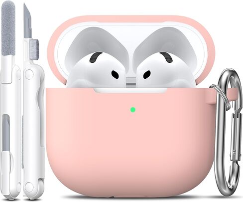 حافظة R-fun لأجهزة AirPods 4 مع مجموعة أدوات تنظيف، غطاء سيليكون ناعم واقٍ بالكامل مع سلسلة مفاتيح لحافظة AirPods 4 Gen للرجال والنساء، متوافقة مع حافظة Apple AirPods الجيل الرابع 2024، أسود in Saudi Arabia