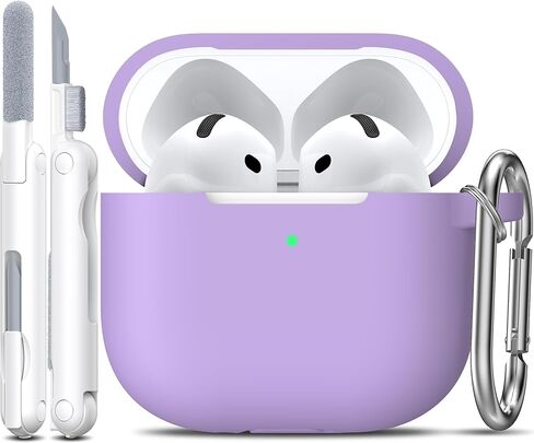 حافظة R-fun لأجهزة AirPods 4 مع مجموعة أدوات تنظيف، غطاء سيليكون ناعم واقٍ بالكامل مع سلسلة مفاتيح لحافظة AirPods 4 Gen للرجال والنساء، متوافقة مع حافظة Apple AirPods الجيل الرابع 2024، أسود in Saudi Arabia