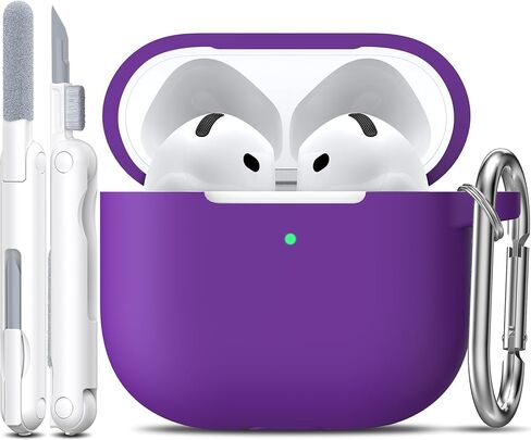 حافظة R-fun لأجهزة AirPods 4 مع مجموعة أدوات تنظيف، غطاء سيليكون ناعم واقٍ بالكامل مع سلسلة مفاتيح لحافظة AirPods 4 Gen للرجال والنساء، متوافقة مع حافظة Apple AirPods الجيل الرابع 2024، أسود in Saudi Arabia