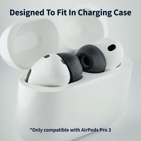 متوافق مع TrueGrip MAX | نصائح بديلة لسماعات الأذن من إسفنج الذاكرة الفاخر لجهاز Apple AirPods Pro Gen 3 | راحة تدوم طويلاً، أقصى قدر من المتانة، ملاءمة آمنة، عزل فائق للضوضاء| أسود (S/M/L) (3 أزواج) in Kuwait