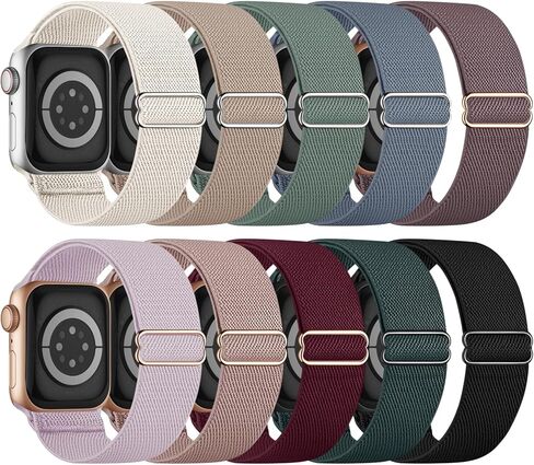 10 Pack Stretchy Bands Compatible with Apple Watch Band 40mm 38mm 41mm 42mm 44mm 45mm 46mm 49mm Women Men, Water-Resistant Solo Loop Elastic Sport Straps for iWatch Series 11 10 9 8 7 6 5 4 3 SE Ultra in Kuwait