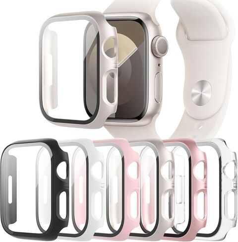 حافظة مكونة من 6 قطع متوافقة مع ساعة Apple Watch 40mm Series SE 3(2025)/SE 2/SE/6/5/4 مع واقي شاشة من الزجاج المقوى، QCKANLJ غطاء حماية كامل للوجه من البولي كربونات الصلب فائق النحافة لساعة iWatch 40 مم in Saudi Arabia