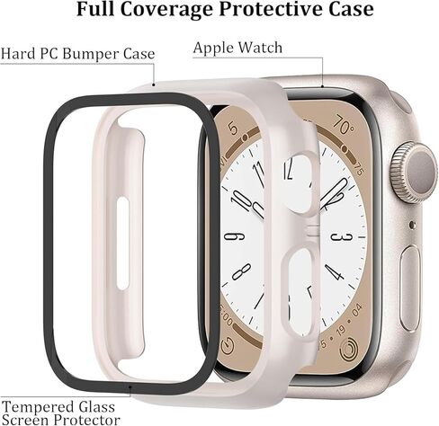 حافظة مكونة من 6 قطع متوافقة مع ساعة Apple Watch 40mm Series SE 3(2025)/SE 2/SE/6/5/4 مع واقي شاشة من الزجاج المقوى، QCKANLJ غطاء حماية كامل للوجه من البولي كربونات الصلب فائق النحافة لساعة iWatch 40 مم in Saudi Arabia