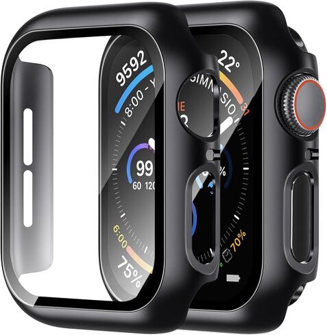 حافظة لواقي شاشة Apple Watch SE 3 (2025)/SE 2/SE/Series 4 5 6 44 ملم زجاج مقسى عالي الدقة | سليم الحرس الوفير | تغطية كاملة للحماية | غطاء وجه صلب من البولي كربونات متوافق مع iWatch in Kuwait