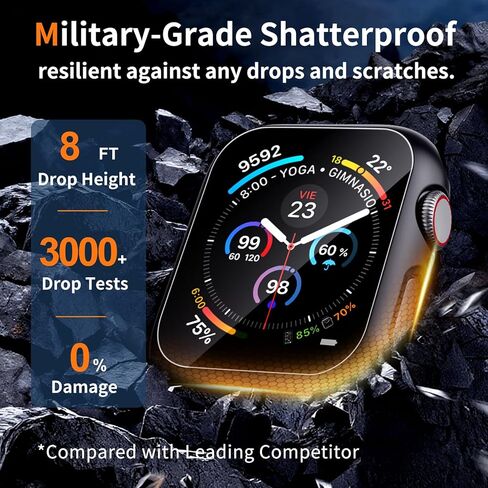 حافظة لواقي شاشة Apple Watch SE 3 (2025)/SE 2/SE/Series 4 5 6 44 ملم زجاج مقسى عالي الدقة | سليم الحرس الوفير | تغطية كاملة للحماية | غطاء وجه صلب من البولي كربونات متوافق مع iWatch in Kuwait
