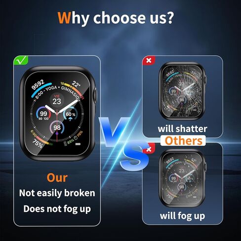 حافظة لواقي شاشة Apple Watch SE 3 (2025)/SE 2/SE/Series 4 5 6 44 ملم زجاج مقسى عالي الدقة | سليم الحرس الوفير | تغطية كاملة للحماية | غطاء وجه صلب من البولي كربونات متوافق مع iWatch in Kuwait