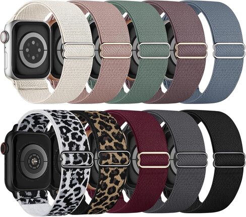 10 Pack Stretchy Bands Compatible with Apple Watch Band 40mm 38mm 41mm 42mm 44mm 45mm 46mm 49mm Women Men, Water-Resistant Solo Loop Elastic Sport Straps for iWatch Series 11 10 9 8 7 6 5 4 3 SE Ultra in Kuwait