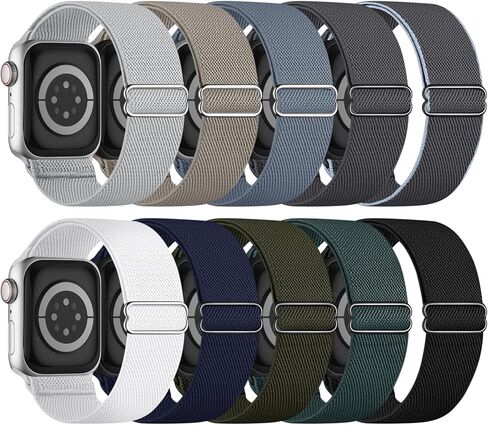 10 Pack Stretchy Bands Compatible with Apple Watch Band 40mm 38mm 41mm 42mm 44mm 45mm 46mm 49mm Women Men, Water-Resistant Solo Loop Elastic Sport Straps for iWatch Series 11 10 9 8 7 6 5 4 3 SE Ultra in Kuwait