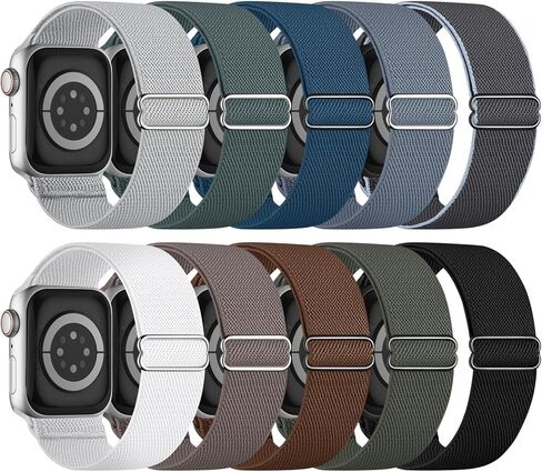 10 Pack Stretchy Bands Compatible with Apple Watch Band 40mm 38mm 41mm 42mm 44mm 45mm 46mm 49mm Women Men, Water-Resistant Solo Loop Elastic Sport Straps for iWatch Series 11 10 9 8 7 6 5 4 3 SE Ultra in Kuwait
