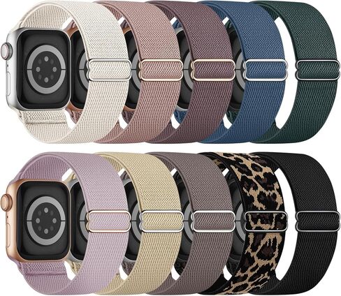 10 Pack Stretchy Bands Compatible with Apple Watch Band 40mm 38mm 41mm 42mm 44mm 45mm 46mm 49mm Women Men, Water-Resistant Solo Loop Elastic Sport Straps for iWatch Series 11 10 9 8 7 6 5 4 3 SE Ultra in Kuwait