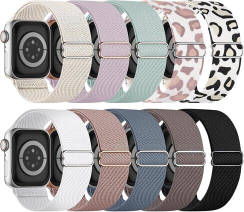 10 Pack Stretchy Bands Compatible with Apple Watch Band 40mm 38mm 41mm 42mm 44mm 45mm 46mm 49mm Women Men, Water-Resistant Solo Loop Elastic Sport Straps for iWatch Series 11 10 9 8 7 6 5 4 3 SE Ultra in Kuwait