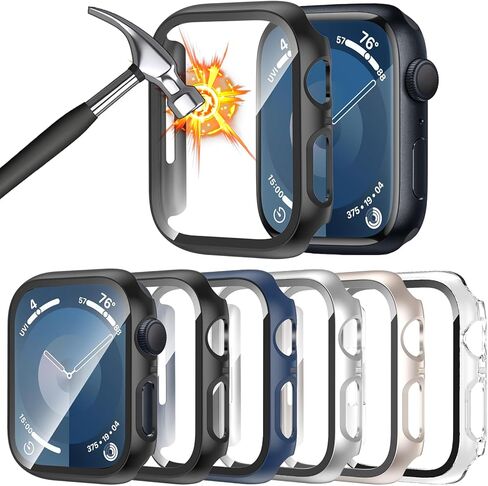 [6 عبوات] حافظة لساعة Apple Watch SE 3/SE الجيل الثاني من السلسلة 6 5 4 SE مقاس 44 مم مع زجاج مقسى رفيع للغاية، غطاء وجه صلب مضاد للخدش بتغطية كاملة لساعة iWatch 44 مم in Kuwait