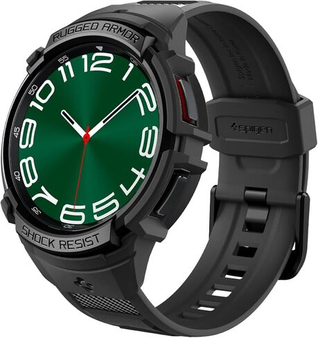 Spigen Rugged Armor Pro مصمم لساعة Samsung Galaxy Watch 6 الكلاسيكية مقاس 47 ملم مع غطاء حماية من مادة TPU مع حزام in Saudi Arabia