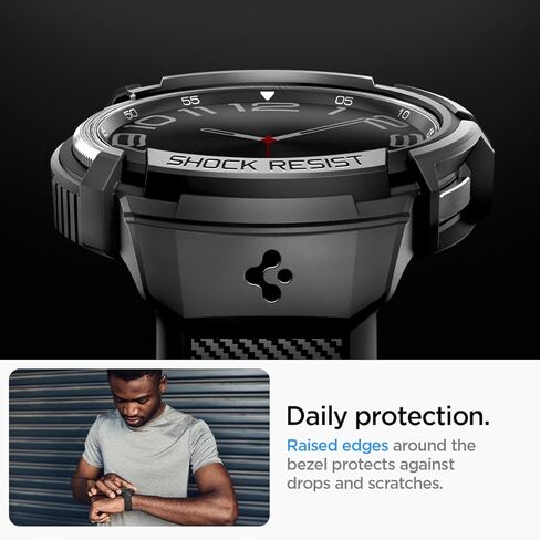 Spigen Rugged Armor Pro مصمم لساعة Samsung Galaxy Watch 6 الكلاسيكية مقاس 47 ملم مع غطاء حماية من مادة TPU مع حزام in Saudi Arabia