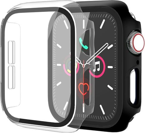 حافظة لواقي شاشة Apple Watch SE 3 (2025)/SE 2/SE/Series 4 5 6 44 ملم زجاج مقسى عالي الدقة | سليم الحرس الوفير | تغطية كاملة للحماية | غطاء وجه صلب من البولي كربونات متوافق مع iWatch in Kuwait