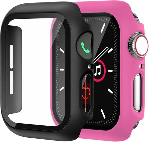 حافظة لواقي شاشة Apple Watch SE 3 (2025)/SE 2/SE/Series 4 5 6 44 ملم زجاج مقسى عالي الدقة | سليم الحرس الوفير | تغطية كاملة للحماية | غطاء وجه صلب من البولي كربونات متوافق مع iWatch in Kuwait