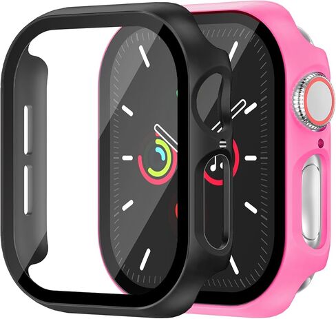 حافظة لواقي شاشة Apple Watch SE 3 (2025)/SE 2/SE/Series 4 5 6 44 ملم زجاج مقسى عالي الدقة | سليم الحرس الوفير | تغطية كاملة للحماية | غطاء وجه صلب من البولي كربونات متوافق مع iWatch in Kuwait