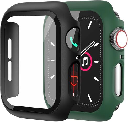 حافظة لواقي شاشة Apple Watch SE 3 (2025)/SE 2/SE/Series 4 5 6 44 ملم زجاج مقسى عالي الدقة | سليم الحرس الوفير | تغطية كاملة للحماية | غطاء وجه صلب من البولي كربونات متوافق مع iWatch in Kuwait