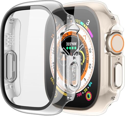 حافظة لواقي شاشة Apple Watch SE 3 (2025)/SE 2/SE/Series 4 5 6 44 ملم زجاج مقسى عالي الدقة | سليم الحرس الوفير | تغطية كاملة للحماية | غطاء وجه صلب من البولي كربونات متوافق مع iWatch in Kuwait