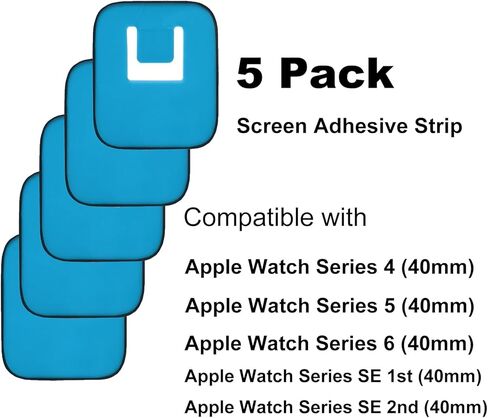 GREEN FUSION 5Pcs Pre-Cut Upgraded Screen Adhesive Tape Compatible with Apple Watch Series 4/5/6 40mm Frame Sticker Replacement, with Toolkit, Instruction in Saudi Arabia