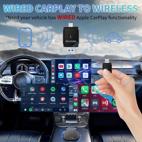 2026 محول لاسلكي 2 في 1 لـ Apple CarPlay وAndroid Auto، التوصيل والتشغيل سلكي صغير بزمن وصول منخفض إلى دونجل لاسلكي للسيارات ذات واجهات USB من النوع A أو النوع C، لهواتف iPhone وAndroid، بدون تأخير in Kuwait