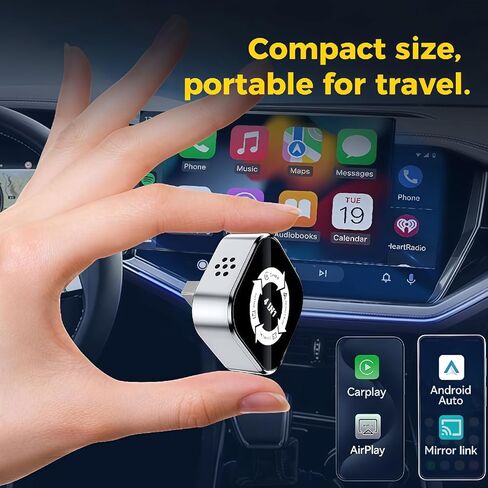محول CarPlay اللاسلكي 4 في 1، تمت ترقيته 2026 لمحول Apple CarPlay اللاسلكي/Android auto/AirPlay/MirrorLink، تصميم USB صغير مع امتداد من النوع C، اتصال تلقائي سريع، التوصيل والتشغيل in Saudi Arabia