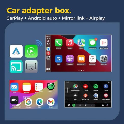 محول CarPlay اللاسلكي 4 في 1، تمت ترقيته 2026 لمحول Apple CarPlay اللاسلكي/Android auto/AirPlay/MirrorLink، تصميم USB صغير مع امتداد من النوع C، اتصال تلقائي سريع، التوصيل والتشغيل in Saudi Arabia