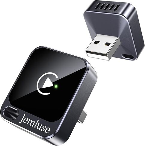 محول Jemluse CarPlay اللاسلكي لأجهزة Apple - حجم صغير، اتصال ثابت سريع تحويل سلكي إلى دونجل تشغيل السيارة اللاسلكي لهاتف iPhone iOS 10+، التوصيل والتشغيل للسيارات من 2016+ مع USB-C (أسود) in Kuwait