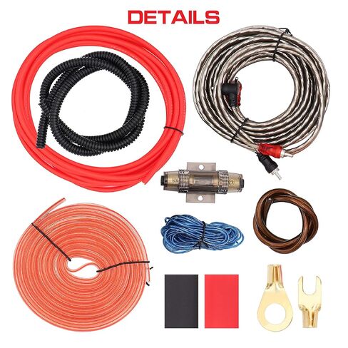 0 Gauge Car Amp Wiring Kit up to 3000W Car Amplifier Installation Wiring Helps You Make Connections and Brings Power to Your Radio, Subwoofers Speakers (4 Gauge) in Kuwait