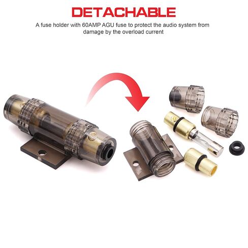 0 Gauge Car Amp Wiring Kit up to 3000W Car Amplifier Installation Wiring Helps You Make Connections and Brings Power to Your Radio, Subwoofers Speakers (4 Gauge) in Kuwait