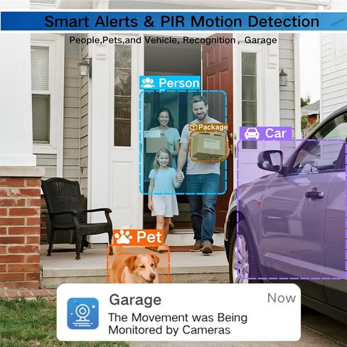 كاميرات مراقبة تعمل بالطاقة الشمسية 2K لاسلكية في الهواء الطلق، 2.4G/5G WIFI 360 درجة كاميرات تعمل بالطاقة الشمسية بدقة 4 ميجابكسل لأمن المنزل مع صفارة إنذار كاشفة للحركة PIR، رؤية ليلية ملونة، صوت ثنائي الاتجاه، مقاومة للماء in Kuwait