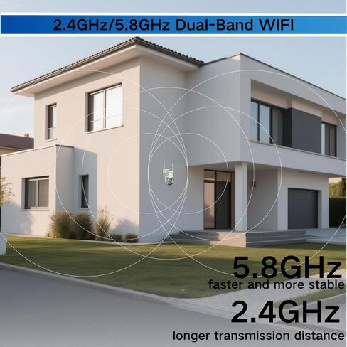 كاميرات مراقبة تعمل بالطاقة الشمسية 2K لاسلكية في الهواء الطلق، 2.4G/5G WIFI 360 درجة كاميرات تعمل بالطاقة الشمسية بدقة 4 ميجابكسل لأمن المنزل مع صفارة إنذار كاشفة للحركة PIR، رؤية ليلية ملونة، صوت ثنائي الاتجاه، مقاومة للماء in Kuwait