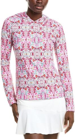 IBKUL Athleisure Wear Sun Protective UPF 50+ Icefil Cooling-Ridley Print Long Sleeve Hoody-16089 in Saudi Arabia