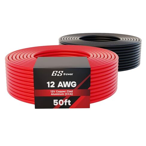 GS Power 200ft CCA 10 قياس أسلاك السيارات، أحمر وأسود-100 قدم لكل لفة، 10 AWG 12 فولت، سلك كهربائي مرن لمكبر الصوت ذو جهد منخفض أساسي للسيارة ستيريو الصوت مقطورة تسخير الأسلاك هوكوب DIY in Kuwait