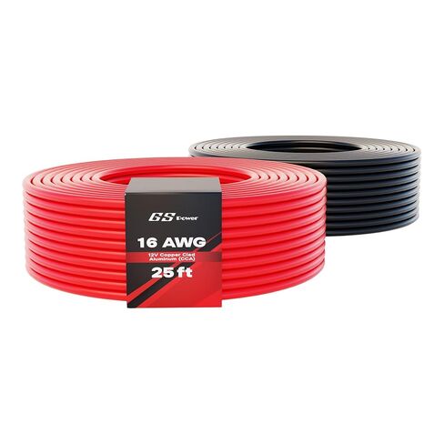 GS Power 200ft CCA 10 قياس أسلاك السيارات، أحمر وأسود-100 قدم لكل لفة، 10 AWG 12 فولت، سلك كهربائي مرن لمكبر الصوت ذو جهد منخفض أساسي للسيارة ستيريو الصوت مقطورة تسخير الأسلاك هوكوب DIY in Kuwait