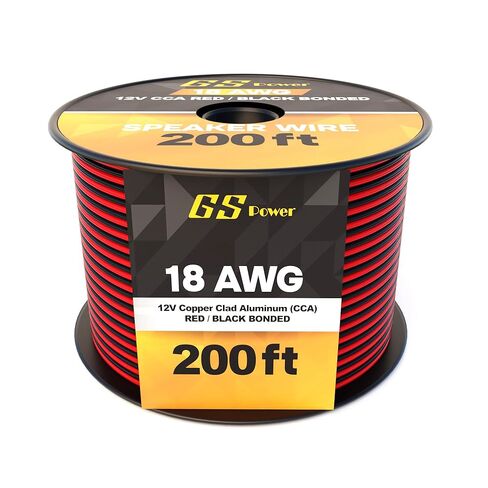 GS Power 200ft CCA 10 قياس أسلاك السيارات، أحمر وأسود-100 قدم لكل لفة، 10 AWG 12 فولت، سلك كهربائي مرن لمكبر الصوت ذو جهد منخفض أساسي للسيارة ستيريو الصوت مقطورة تسخير الأسلاك هوكوب DIY in Kuwait