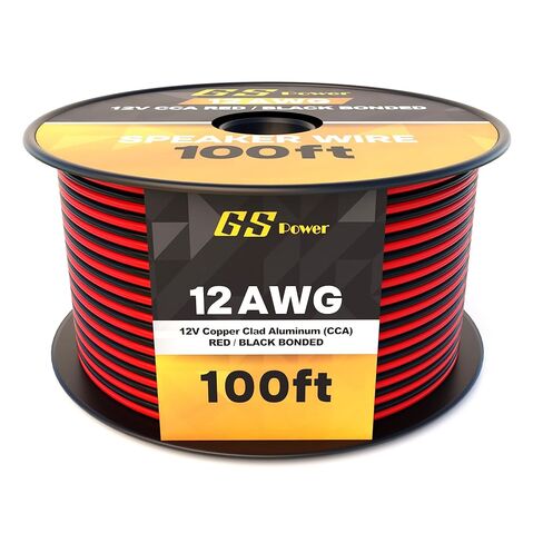 GS Power 200ft CCA 10 قياس أسلاك السيارات، أحمر وأسود-100 قدم لكل لفة، 10 AWG 12 فولت، سلك كهربائي مرن لمكبر الصوت ذو جهد منخفض أساسي للسيارة ستيريو الصوت مقطورة تسخير الأسلاك هوكوب DIY in Kuwait
